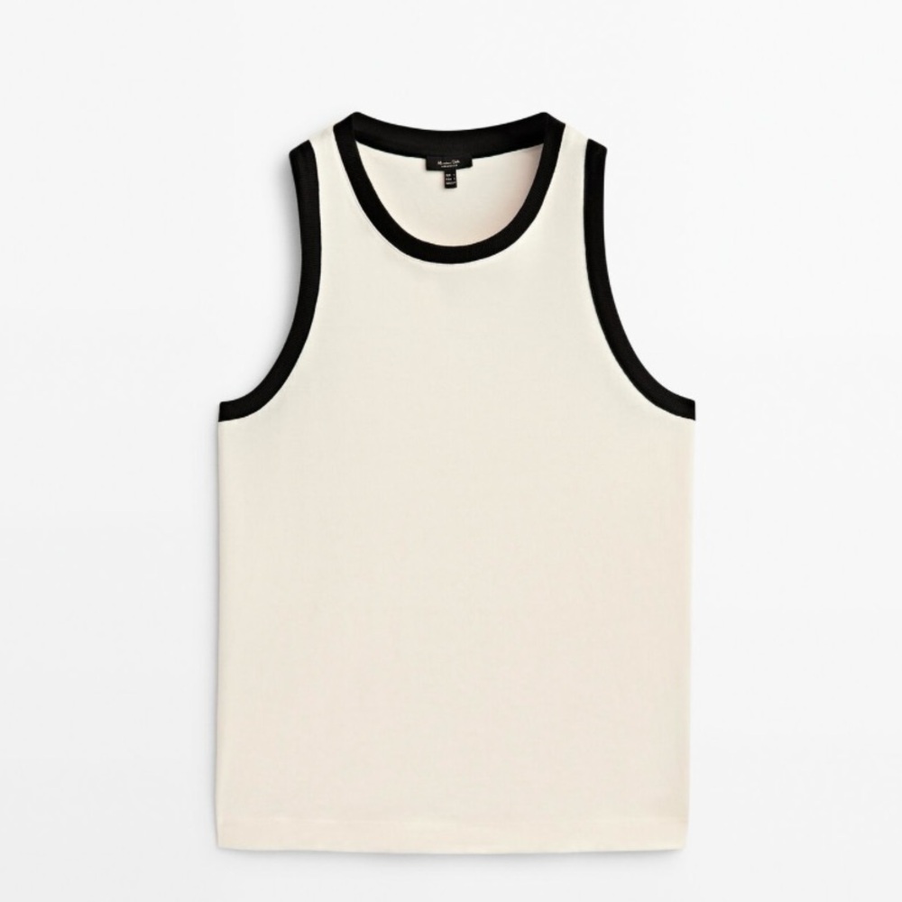 Massimo Dutti Sleeveless contrast T-shirt